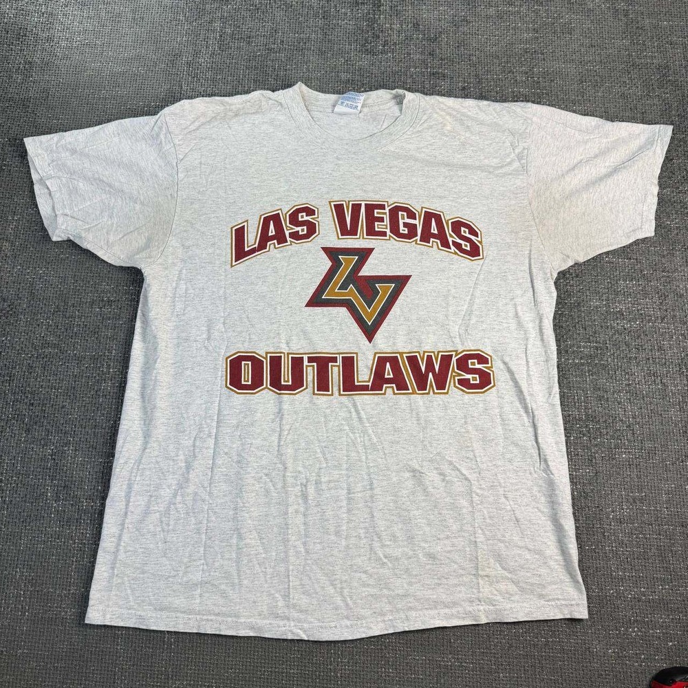 Hanes Las Vegas Outlaws XFL T-Shirt Mens XXL Grey Vintage 2001 Sportswear Tee